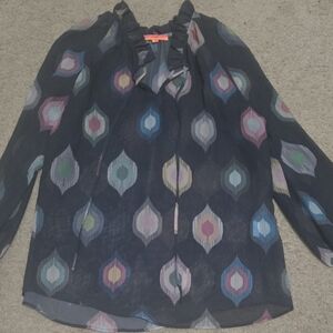 Large Vilagallo Sheer Abstract Blouse
